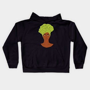 anime black girl yellow green 1 Kids Hoodie